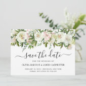 Moderne Hochzeit im Herbst Weißer Blumengewässer Save The Date (Stehend Vorderseite)