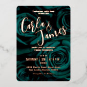 Moderne Hochzeit im Smaragdgrünen Stil Folieneinladung (Vorderseite)