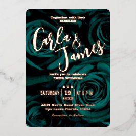 Moderne Hochzeit im Smaragdgrünen Stil Folieneinladung