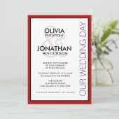 Moderne Hochzeit im urbanen Stil mit roten Akzente Einladung (Stehend Vorderseite)