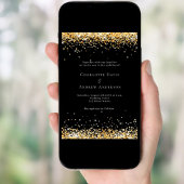 Moderne Hochzeit in Black Gold Einladung