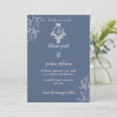 Moderne Hochzeit in Blau Einladung (Stehend Vorderseite)