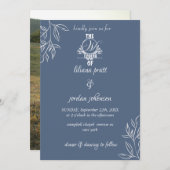 Moderne Hochzeit in Blau Einladung (Vorne/Hinten)