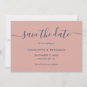 Moderne Hochzeit in Blau und Rot Save The Date (Vorderseite)
