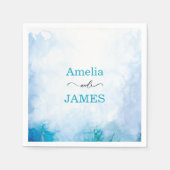 Moderne Hochzeit in Blau und Türkis Serviette (Vorderseite)