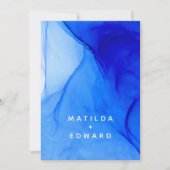 Moderne Hochzeit in Blau und Weiß Ankündigung (Vorderseite)