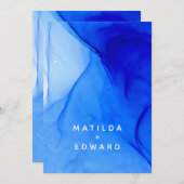 Moderne Hochzeit in Blau und Weiß Ankündigung (Vorne/Hinten)