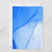 Moderne Hochzeit in Blau und Weiß Ankündigung (Rückseite)