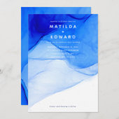 Moderne Hochzeit in Blau und Weiß Ankündigung (Vorne/Hinten)