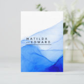 Moderne Hochzeit in Blau und Weiß Begleitkarte (Stehend Vorderseite)
