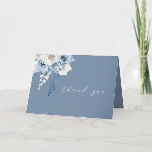 Moderne Hochzeit in Blau und Weiß Dankeskarte