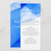 Moderne Hochzeit in Blau und Weiß Menükarte (Vorne/Hinten)