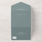 Moderne Hochzeit in blauen Fotos mit schick-kallig All In One Einladung (Außenbereich)