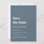 Moderne Hochzeit in blauer Beige Save the Date Einladung (Vorderseite)