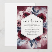 Moderne Hochzeit in Burgund Save The Date (Vorne/Hinten)