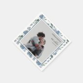 Moderne Hochzeit in Dusty Blue & Foto Serviette (Ecke)