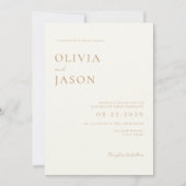 Moderne Hochzeit in Elfenbein und Tan Einladung (Vorderseite)
