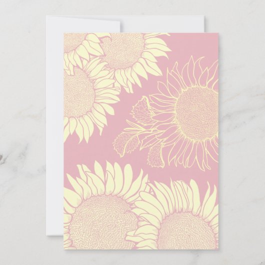 Moderne Hochzeit in Gelb-Rosa Einladung (Rückseite)