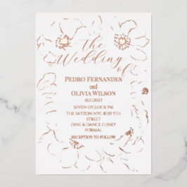 Moderne Hochzeit in Goldflorengold Folieneinladung