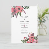 Moderne Hochzeit in Grandeur und Rosa Einladung (Stehend Vorderseite)