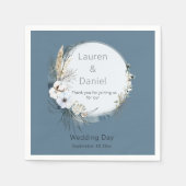 Moderne Hochzeit in Grau und Blau Serviette (Vorderseite)