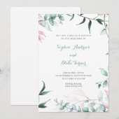 Moderne Hochzeit in Grün und Rosa Garten Verlassen Einladung (Vorne/Hinten)