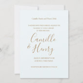 Moderne Hochzeit in hellblau-goldgrau Einladung (Vorderseite)