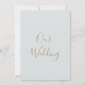 Moderne Hochzeit in hellblau-goldgrau Einladung (Rückseite)