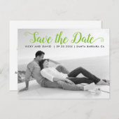 Moderne Hochzeit in kalk-Grün Save the Date Foto Postkarte (Vorne/Hinten)