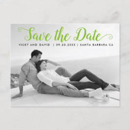 Moderne Hochzeit in kalk-Grün Save the Date Foto Postkarte