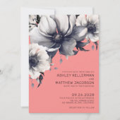 Moderne Hochzeit in Korallenrosa Einladung (Vorderseite)