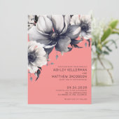 Moderne Hochzeit in Korallenrosa Einladung (Stehend Vorderseite)