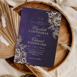 Moderne Hochzeit in Lila und Gold⎮Rose Elegant Einladung