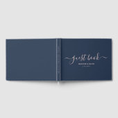 Moderne Hochzeit in Navy Blue und Blush Script Gästebuch (Voll)