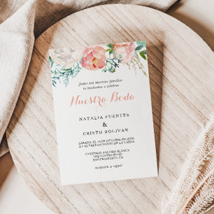 Moderne Hochzeit in Pink Blush Tropical Floral Spa Einladung