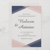 Moderne Hochzeit in Rosa Einladung (Vorne/Hinten)