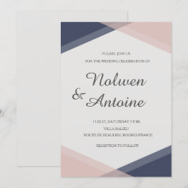 Moderne Hochzeit in Rosa Einladung