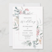 Moderne Hochzeit in Rosa Einladung (Vorderseite)