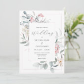Moderne Hochzeit in Rosa Einladung (Stehend Vorderseite)