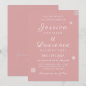 Moderne Hochzeit in Rosa Einladung (Vorne/Hinten)