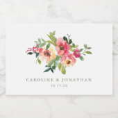 Moderne Hochzeit in Rosa mit rotem Rosa Schaumweinetikett (Einzelnes Label)