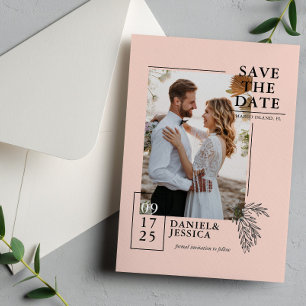 Moderne Hochzeit in Rosa rettet das Datum Save The Date