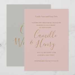 Moderne Hochzeit in rosa Rosa Einladung