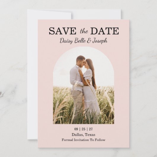 Moderne Hochzeit in Rosa Save The Date (Vorderseite)