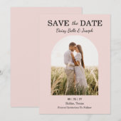 Moderne Hochzeit in Rosa Save The Date (Vorne/Hinten)