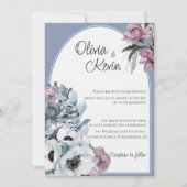 Moderne Hochzeit in Rosa und Blau Einladung (Vorderseite)