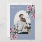 Moderne Hochzeit in Rosa und Blau Einladung (Rückseite)