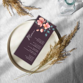 Moderne Hochzeit in Rosa und Gold Menükarte