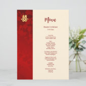 Moderne Hochzeit in Rot-Chinesisch Menükarte (Stehend Vorderseite)