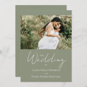 Moderne Hochzeit in sattelgrünem Chic-Foto Einladung (Vorne/Hinten)